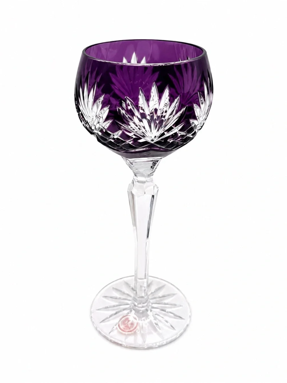 Ajka Crystal Caroline Cut-to-Clear Wine Goblets Set of 4 Vintage Hungary